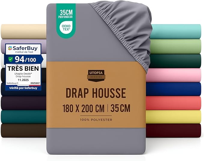 Utopia Bedding Drap Housse Gris
