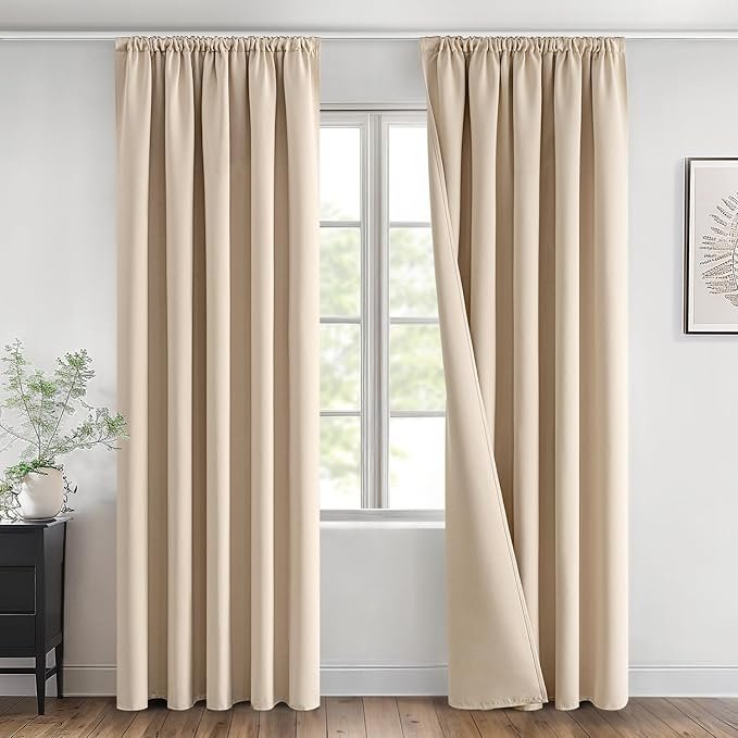 Miulee rideau occultant beige 140x245